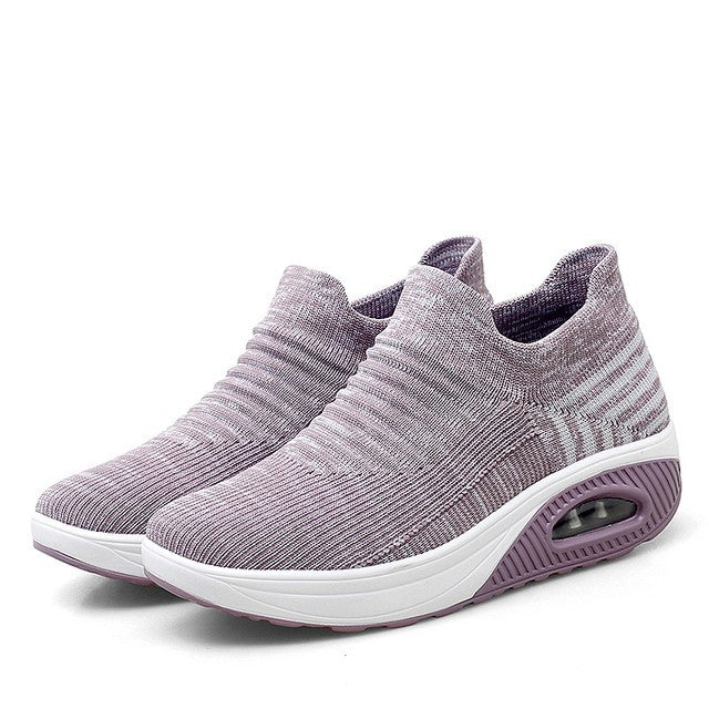 Women's knitted slip-on walking sneakers with anatomical pronation support, air-cushioned midsole, and sock-like shaft Mune Fashion