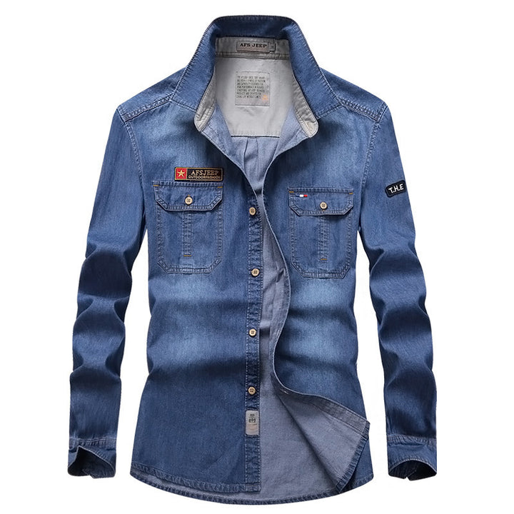 Men's Fashion Denim Shirt with Utility Pockets Mune Fashion