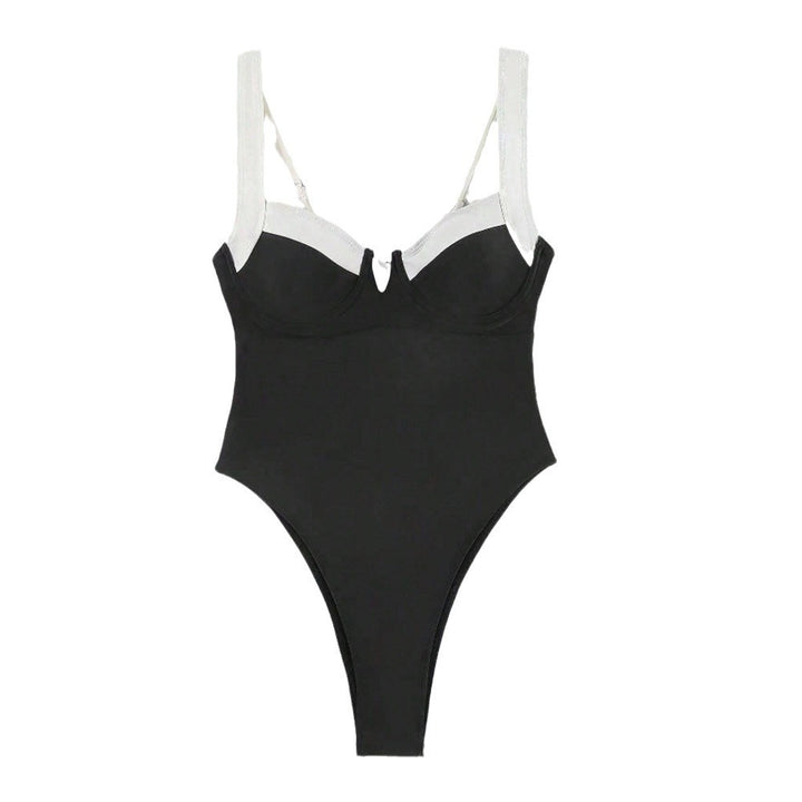 Women's Elegant High-Cut Swimsuit with Fashionable Strap Details Mune Fashion