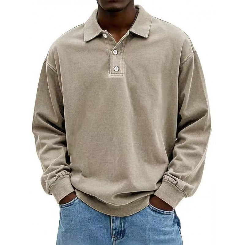Men's Oversize Long Sleeve Polo made from Cotton Blend Mune Fashion