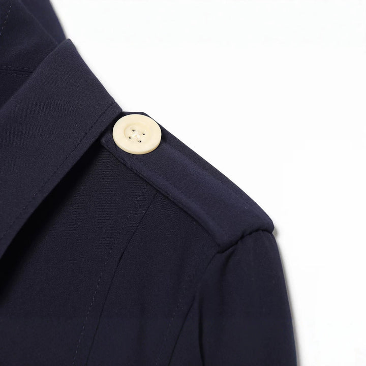 Women short cut utility jacket with shoulder flaps and large contrast buttons Drune