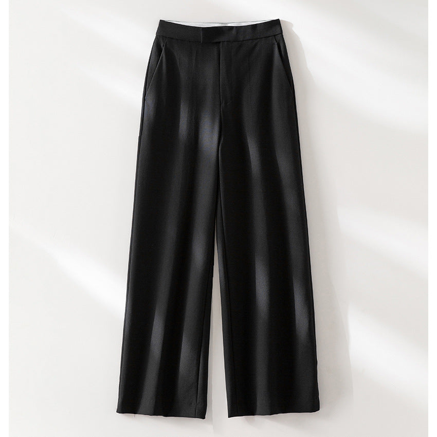 Women High-waisted wide Palazzo pants made of flowing satin with crease Mune Fashion