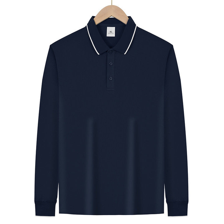 Men's Long Sleeve Functional Polo Shirt with Piqué Structure and Contrast Collar Mune Fashion
