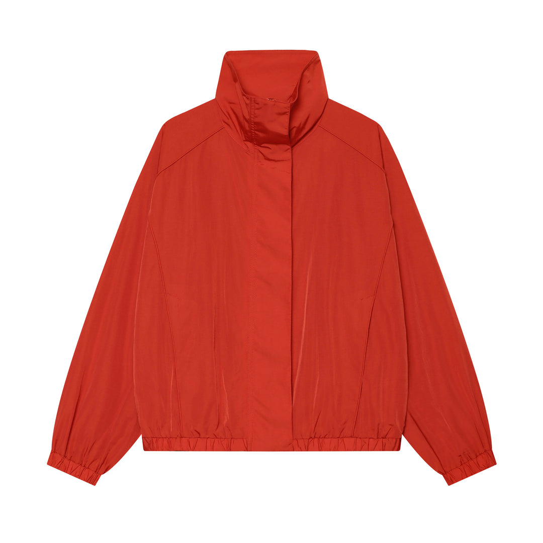 Women's lightweight windproof transition jacket with stand-up collar raglan sleeves elastic hem Mune Fashion