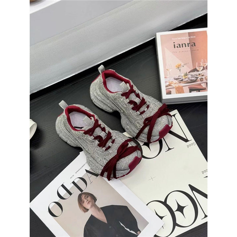 Women's Sculpted-Platform Sneaker with Textured Mesh and Ergonomic Comfort Insole Mune Fashion