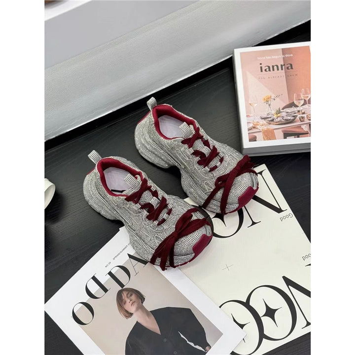 Women's Sculpted-Platform Sneaker with Textured Mesh and Ergonomic Comfort Insole Mune Fashion