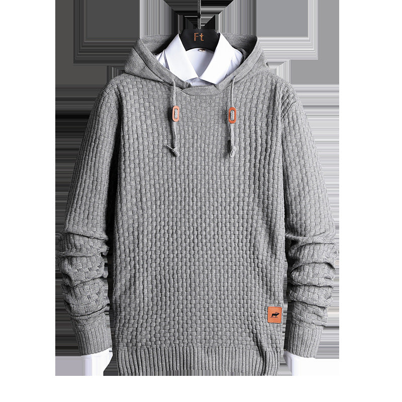 Men's Structured Hooded Knit Sweater with Relief Texture Mune Fashion