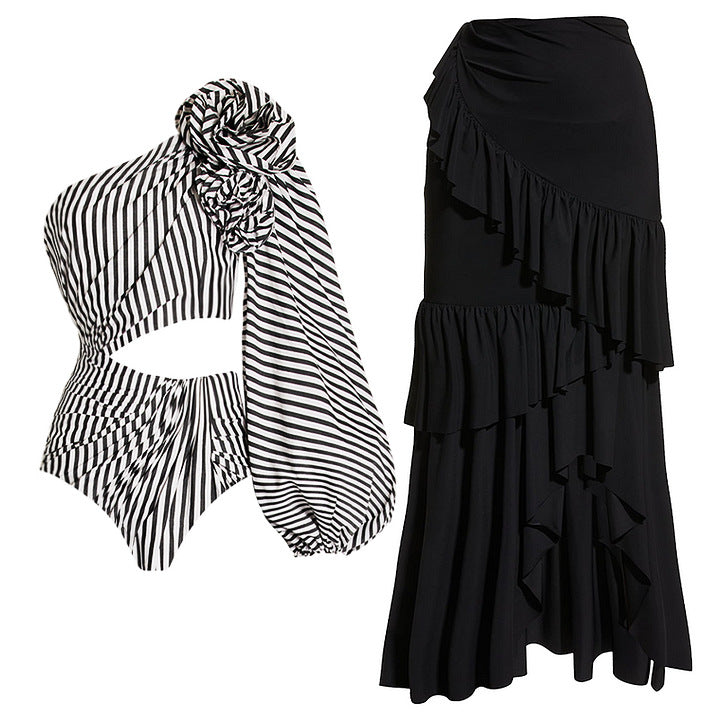 Women's One-Piece Swimsuit and Ruffled Skirt Mune Fashion