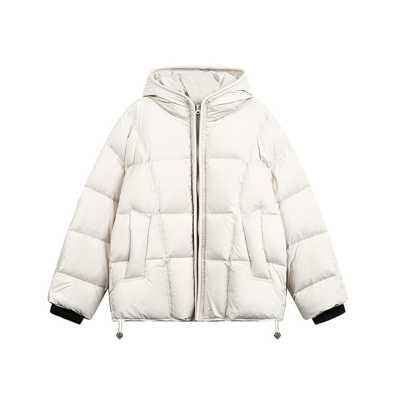 Women Short Padded Hooded Jacket with Drawstring and Zipper Mune Fashion