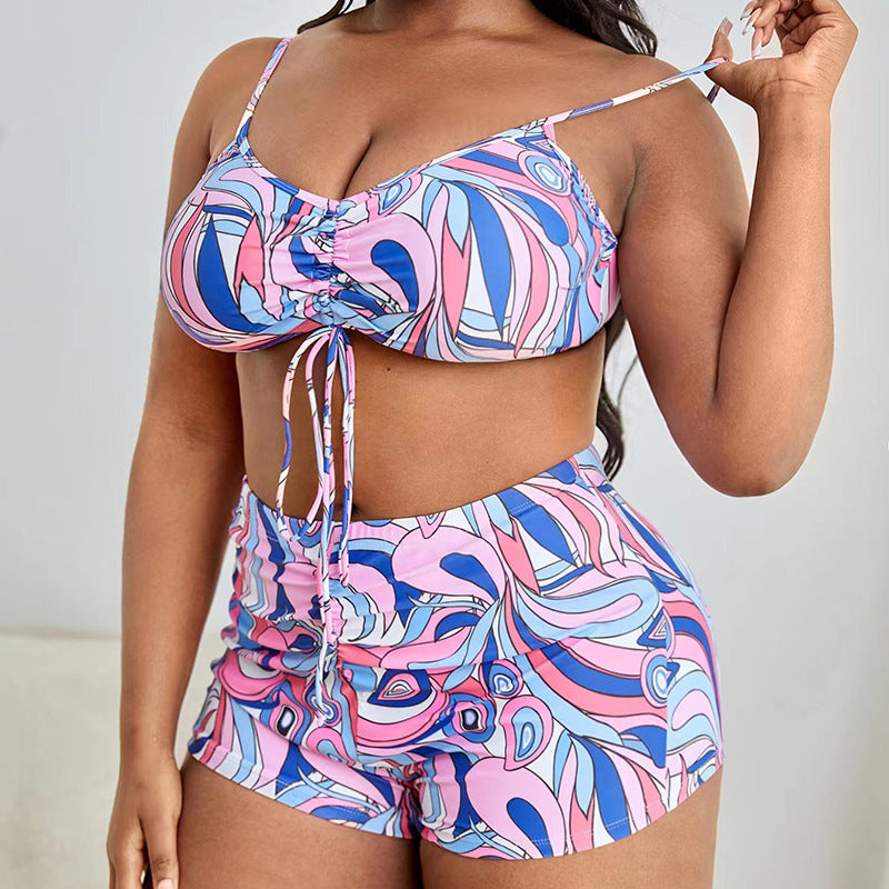 Women's bikini set with overlapping kimono and modern geometric patterns Mune Fashion