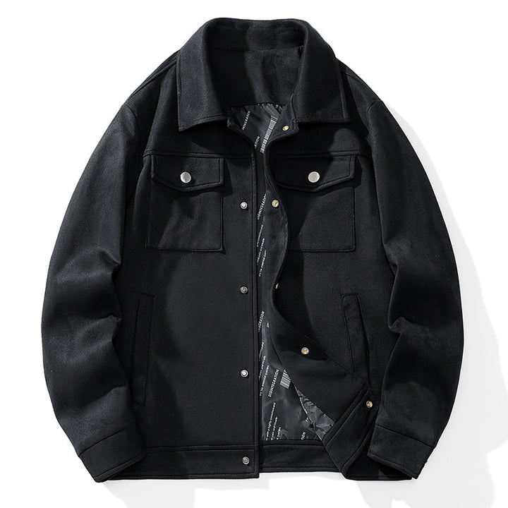 Men's suede-look trucker jacket with quilted lining and flap pockets Mune Fashion