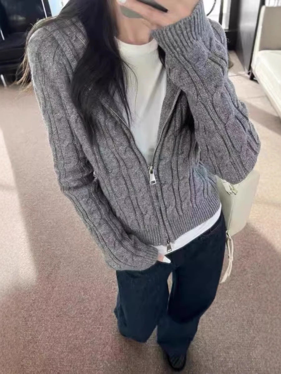Women's cable-knit cardigan with full zip and tailored fit Mune Fashion