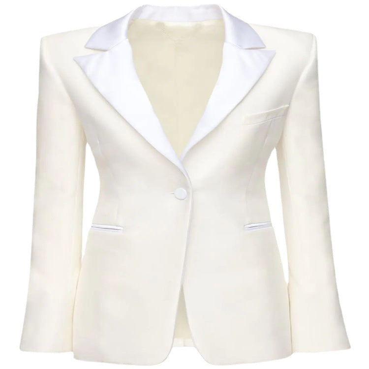 Women Structured Shoulder Blazer in Retro-Tailoring Mune Fashion