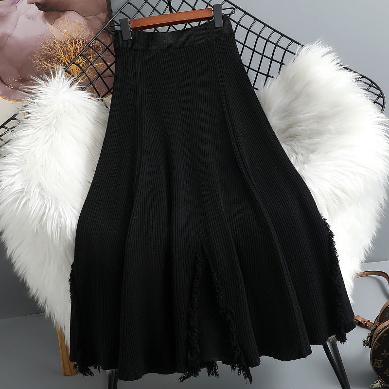 Ladies Flowing Pleated Skirt with Fringes Mune Fashion