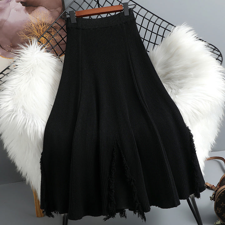 Ladies Flowing Pleated Skirt with Fringes Mune Fashion