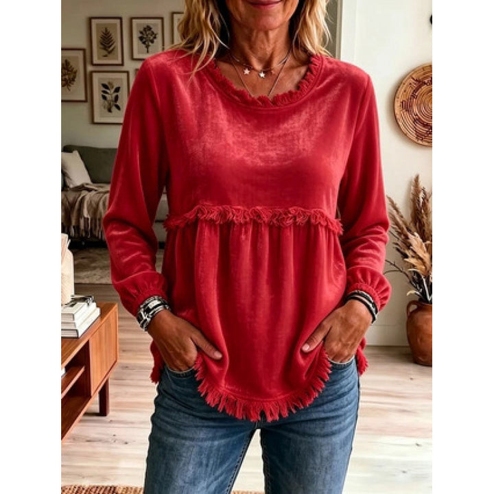 Women's Playful Fringe Tunic with Empire Seam and Side Pockets Mune Fashion