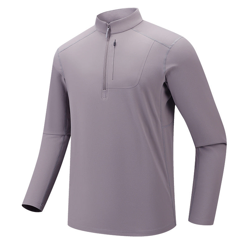 Men's Functional Long Sleeve Training Top with Stand-Up Collar and Zip Arm Pocket Mune Fashion