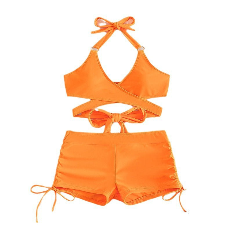 Women's Sporty Bikini with Crossed Top and Mune Fashion Shorts