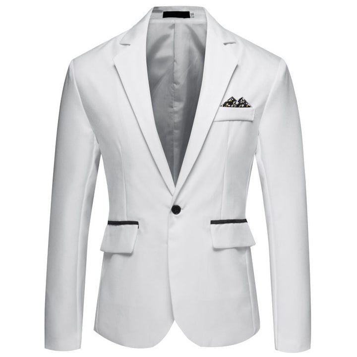Men's Slim-Fit Tuxedo Jacket with Single-Button Closure and Contrast Flap Pockets Mune Fashion