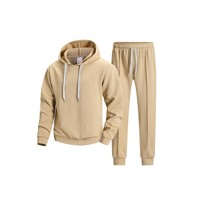 Men's Comfort Training Set with Hooded Hoodie, Tapered Jogging Pants & Structured Pattern Mune Fashion