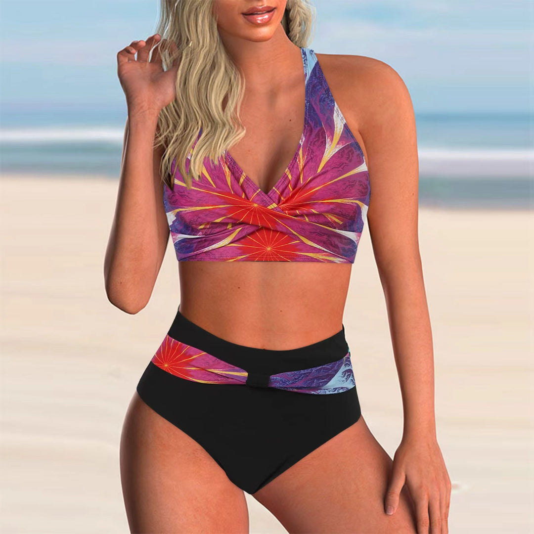 Women's High-Waisted Bikini Set with Elegant Wrap Top Mune Fashion