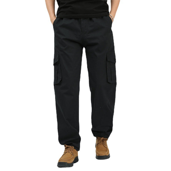 Men's Loose Cargo Leisure Pants with Drop Crotch, Elastic Waistband & Multi-Pockets Mune Fashion