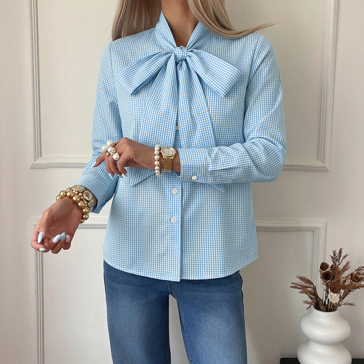 Women's Elegant Blouse with Bow Collar Mune Fashion