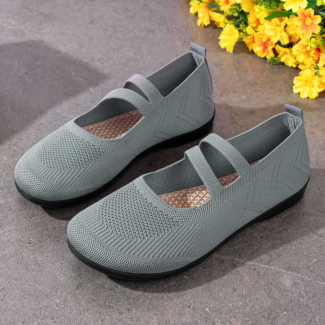 Women’s knitted comfort Mary Jane with double elastic strap and cushioning lightweight sole Mune Fashion