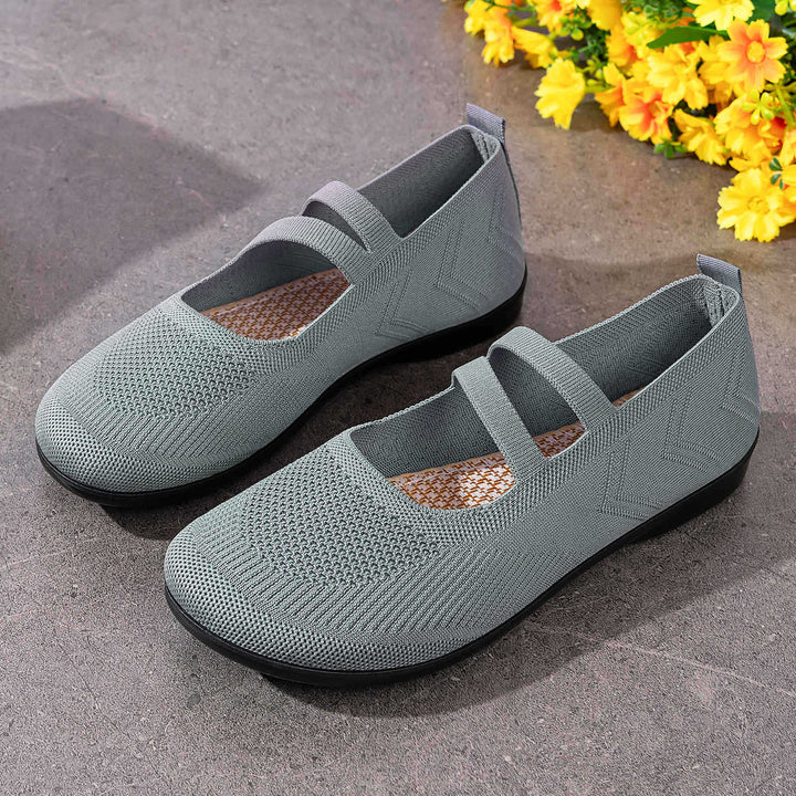 Women’s knitted comfort Mary Jane with double elastic strap and cushioning lightweight sole Mune Fashion