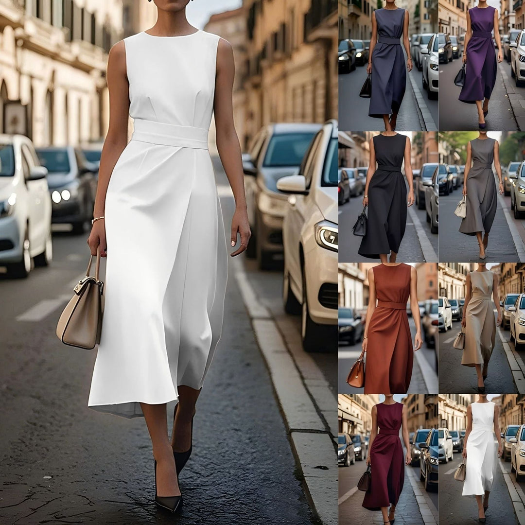 Elegant women's maxi dress with flowing cut & waist belt | Mune Fashion