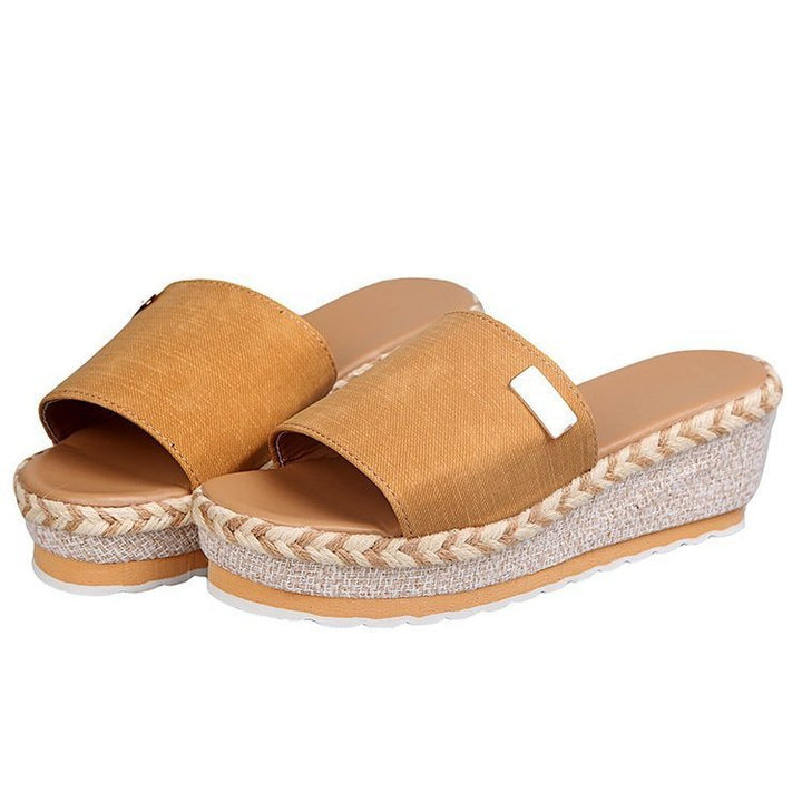 Women's  Espadrille wedge sandals with woven jute platform, wide woven strap, and soft comfort sole Mune Fashion