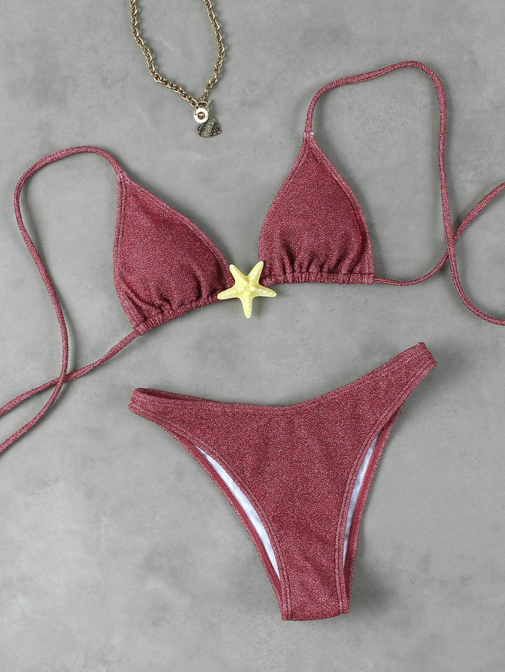 Women's triangle bikini with sparkling glitter effect and charming star detail Mune Fashion