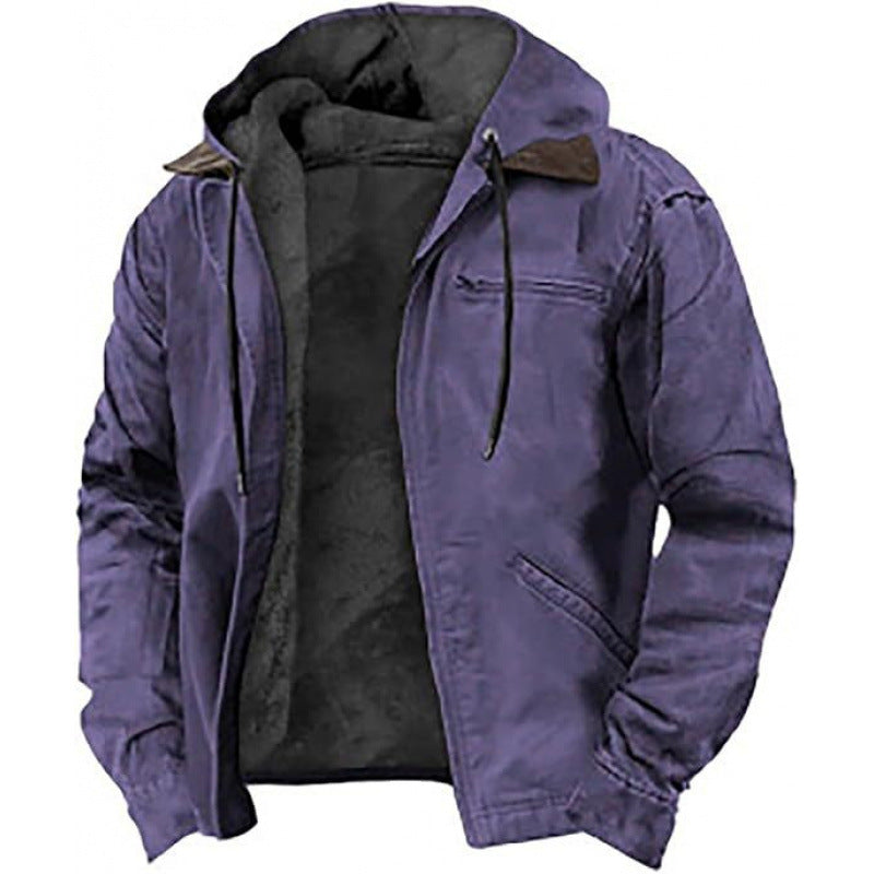 Men's Insulated Field Jacket with Hood and Sherpa Lining Mune Fashion