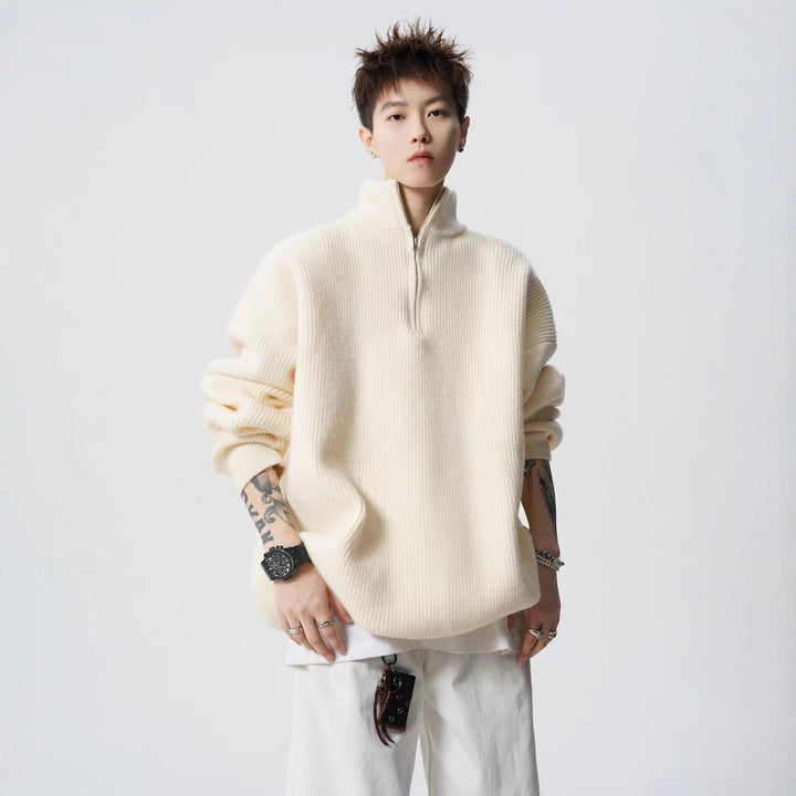 Women's Urban Oversized Sweater with Stand-up Collar Mune Fashion