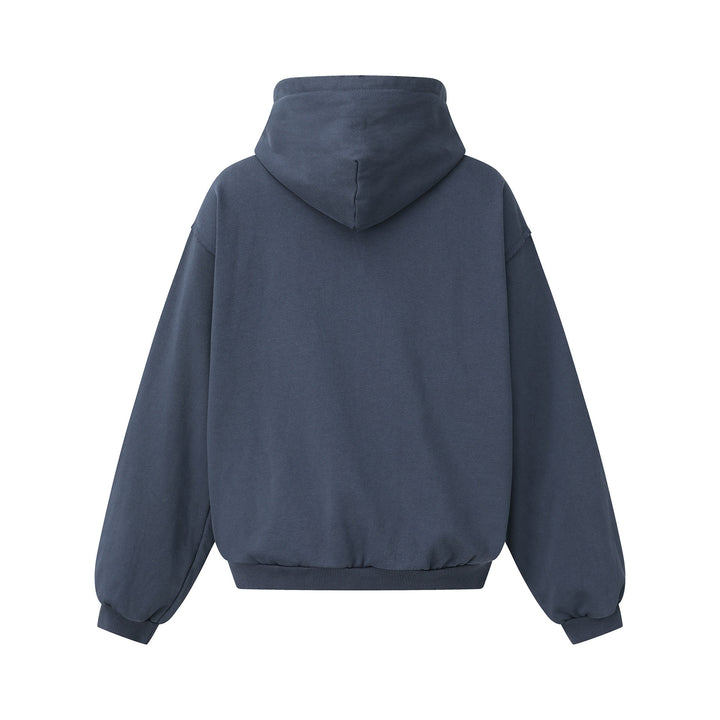 Unisex Oversized Zip-Hoodie in Boxy-Cut with frayed hem edges and kangaroo pocket Mune Fashion