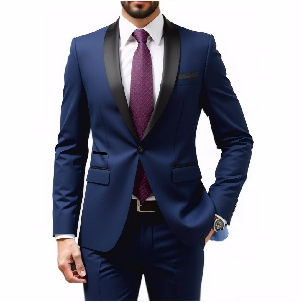 Men's Slim Fit Tuxedo with Shawl Collar and One-Button Jacket Mune Fashion