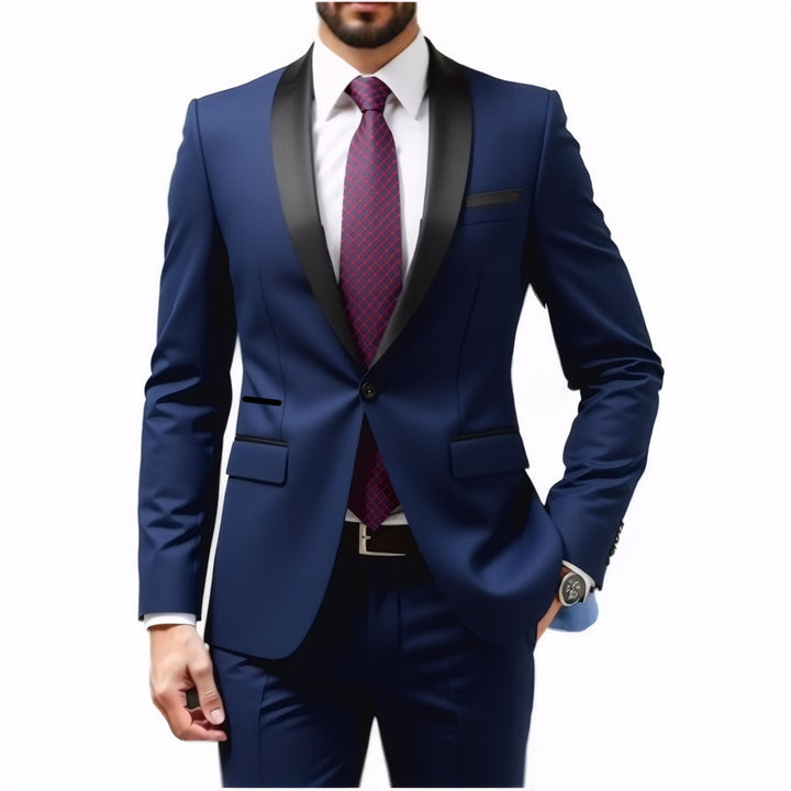 Men's Slim Fit Tuxedo with Shawl Collar and One-Button Jacket Mune Fashion