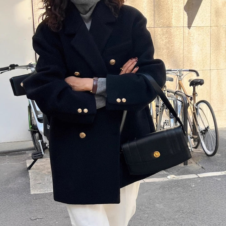 Women Stylish Oversized Blazer with Gold Buttons Mune Fashion
