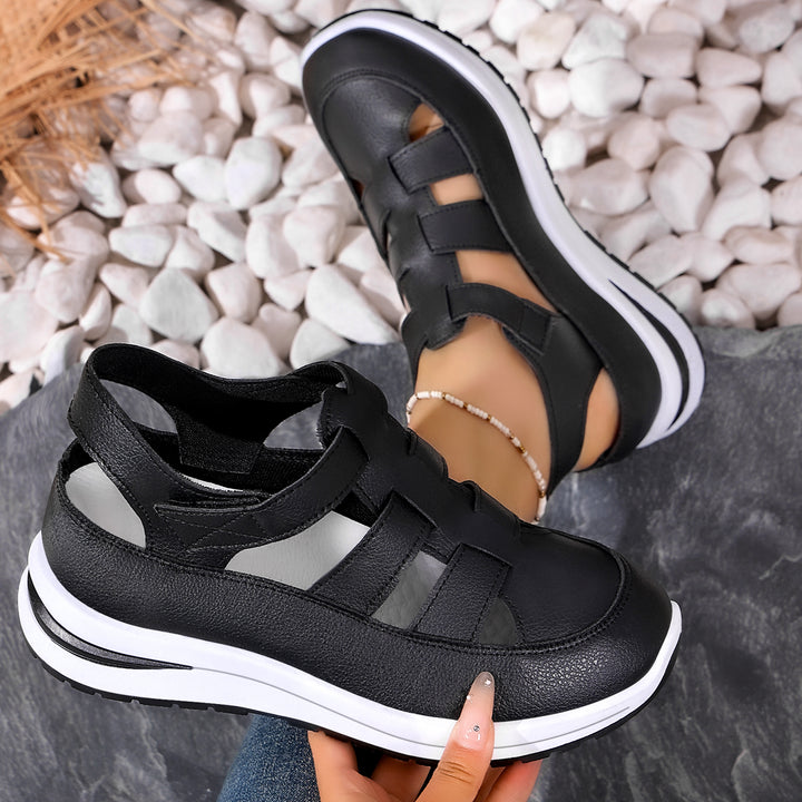 Women's nan closed fisherman sandals made of synthetic leather with Velcro closure and cushioned platform outsole Mune Fashion