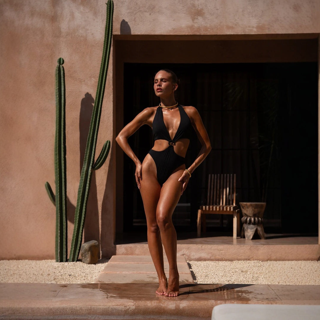 Women's Elegant One-Piece Swimsuit with Cut-Outs and Ring Detail Mune Fashion