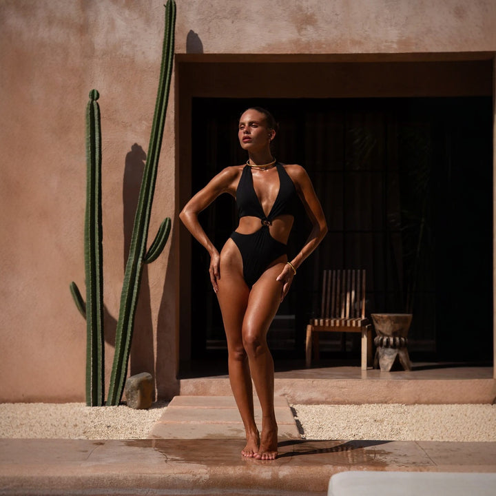 Women's Elegant One-Piece Swimsuit with Cut-Outs and Ring Detail Mune Fashion