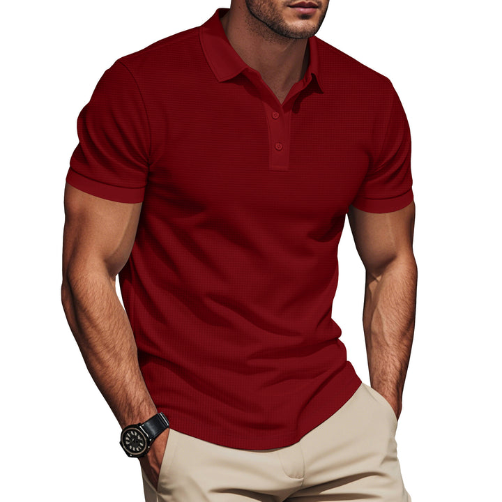 Men's breathable polo with fine waffle structure and two-button placket fitted silhouette Mune Fashion