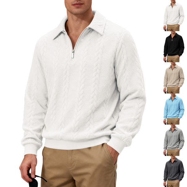 Men's coarse knitted troyer with short zipper and polo collar Mune Fashion