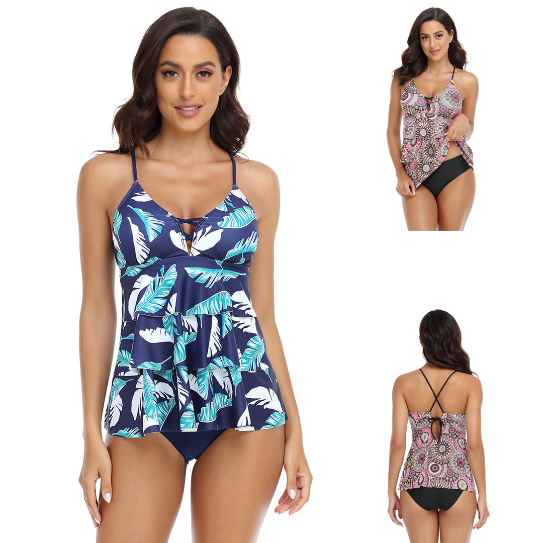 Women’s Tankini Set with Elastic Top and Swing Skirt Mune Fashion