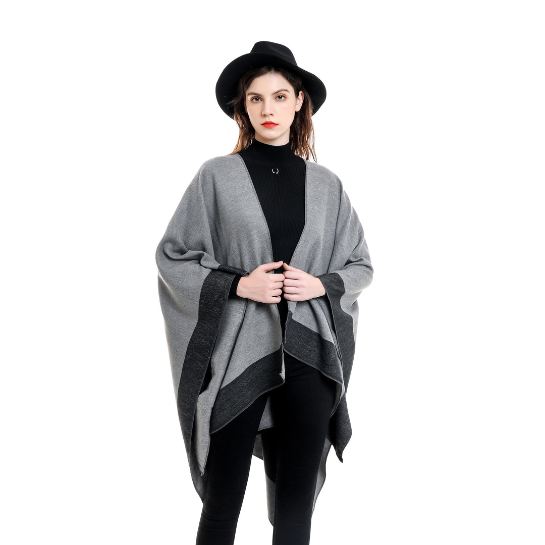 Women's Reversible Poncho made of fine Cashmere Blend Mune Fashion