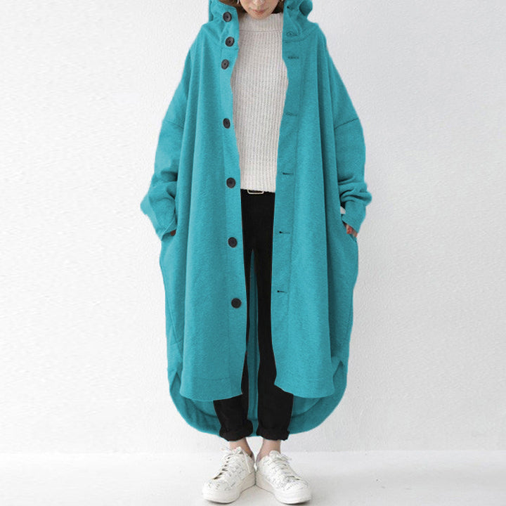 Women's oversized hooded cocoon coat with asymmetrical hem and large side pockets Mune Fashion