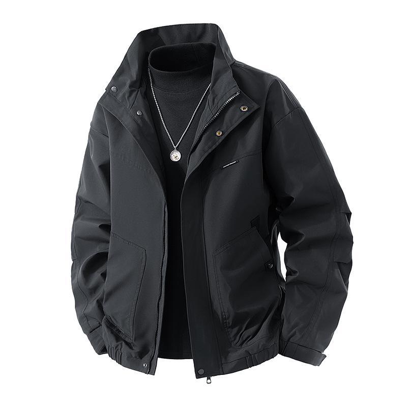 Men's Lightweight Technical Leisure Jacket with Stand-Up Collar, Concealed Zipper and Elastic Hem Mune Fashion