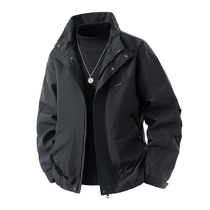 Men's Lightweight Technical Leisure Jacket with Stand-Up Collar, Concealed Zipper and Elastic Hem Mune Fashion