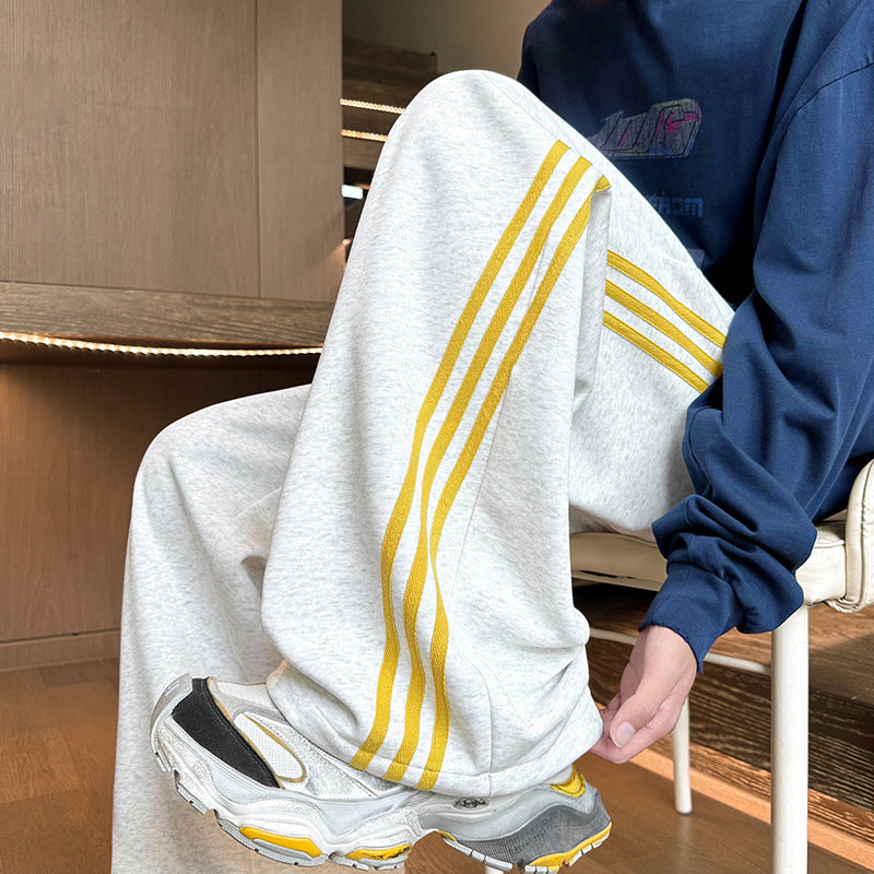 Men's Wide-Cut Training Pants with Side Stripes Mune Fashion