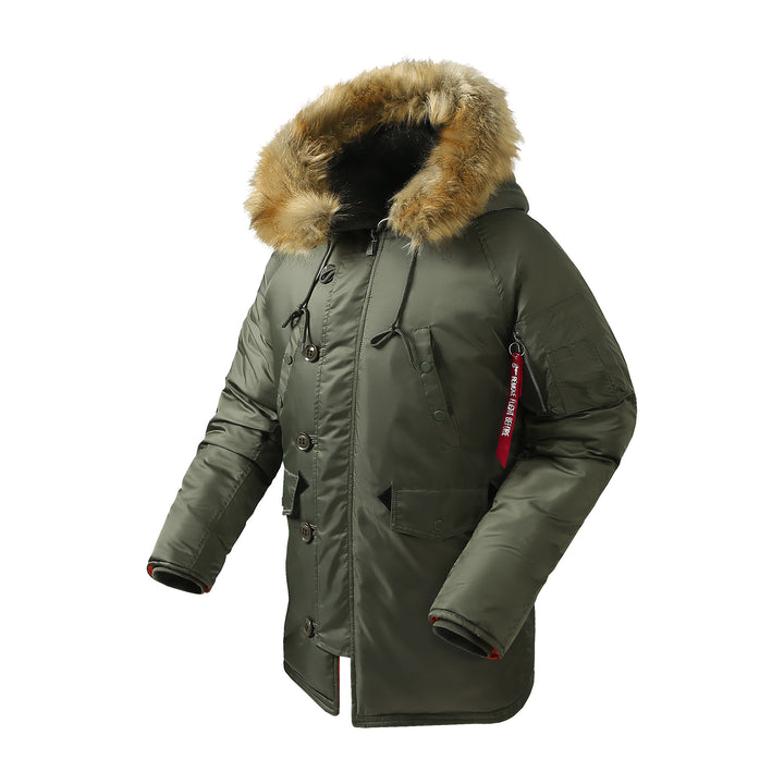 Men's longer insulated parka with faux fur hood and thermal padding Mune Fashion